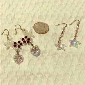 2/$10 Lot of 2 Hand beaded star earrings